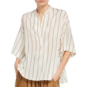 Vince | Top | Women Silky Stripe Short-Sleeve Popover Blouse